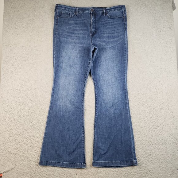 Sofia Vergara Jeans Womens Size 20 Melisa Flare Leg High Rise Blue Denim Stretch - Picture 1 of 14